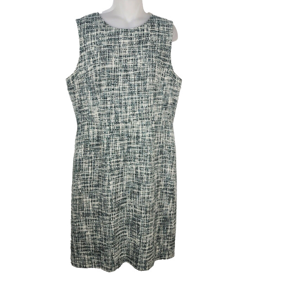Pendleton Womens Sheath Dress Sz 14 Tweed Gray Blue Sleeveless Lined Knee Length - Picture 1 of 11